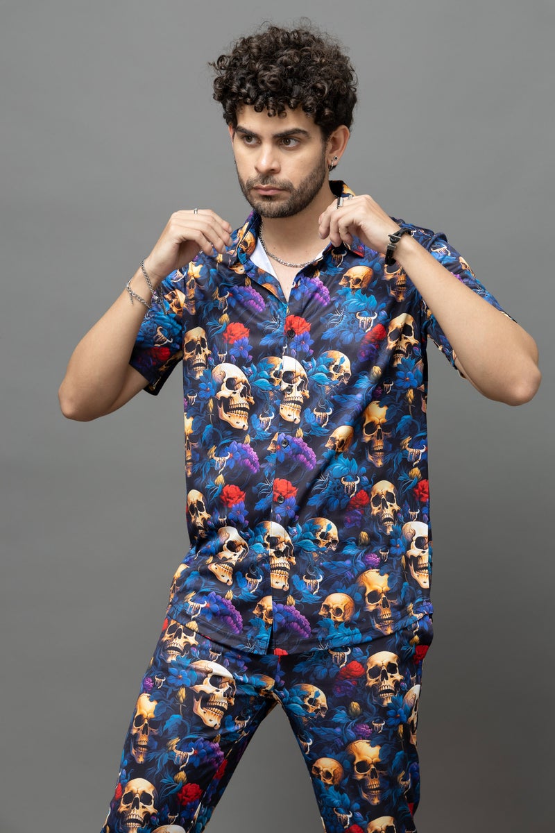 GO DEVIL Skull Print Co-Ord Set For Men - Image 3